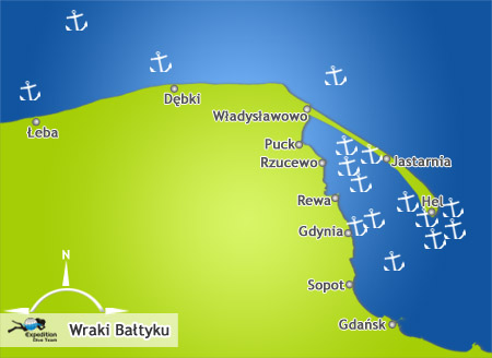 Mapa wraków w Bałtyku
